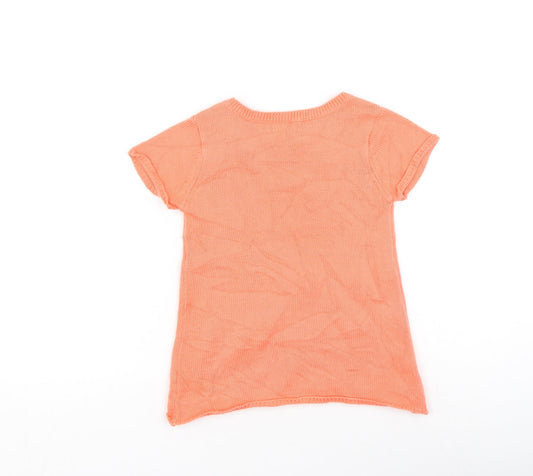 Vertbaudet Girls Pink Cotton Basic Casual Size 4 Years Round Neck