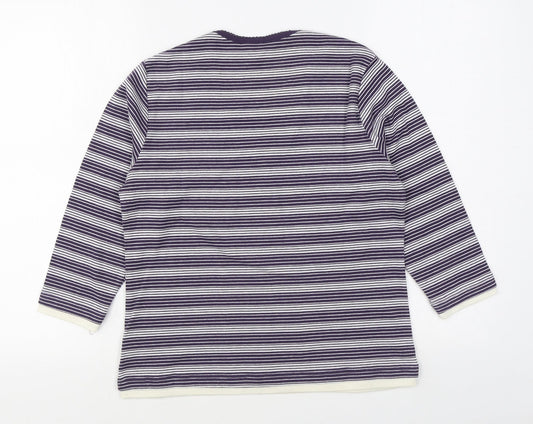 First Womens Blue Striped Polyester Pullover Sweatshirt Size L Pullover