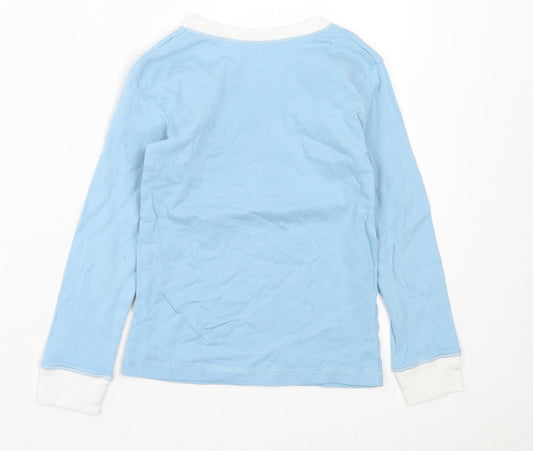 Leigh Tucker Boys Blue Cotton Basic Casual Size 6-7 Years Crew Neck Pullover - Christmas Tee