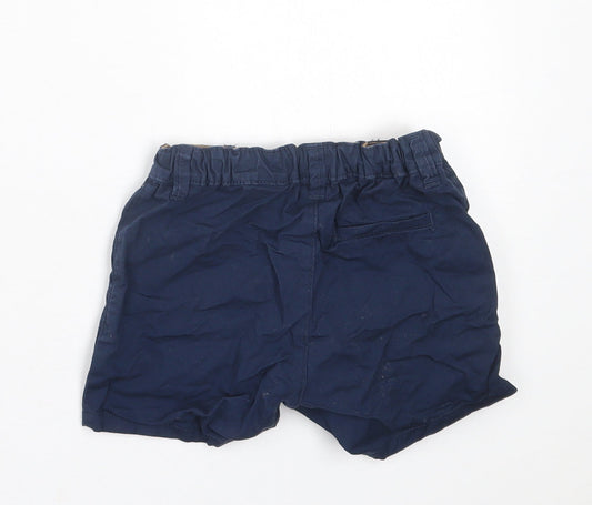 H&M Boys Blue Cotton Chino Shorts Size 2 Years Regular Buckle