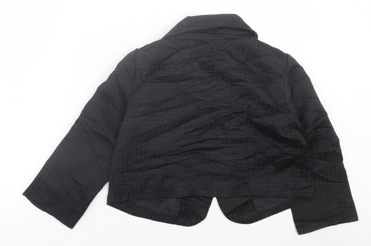 H&M Womens Black Herringbone Jacket Blazer Size 8 Button