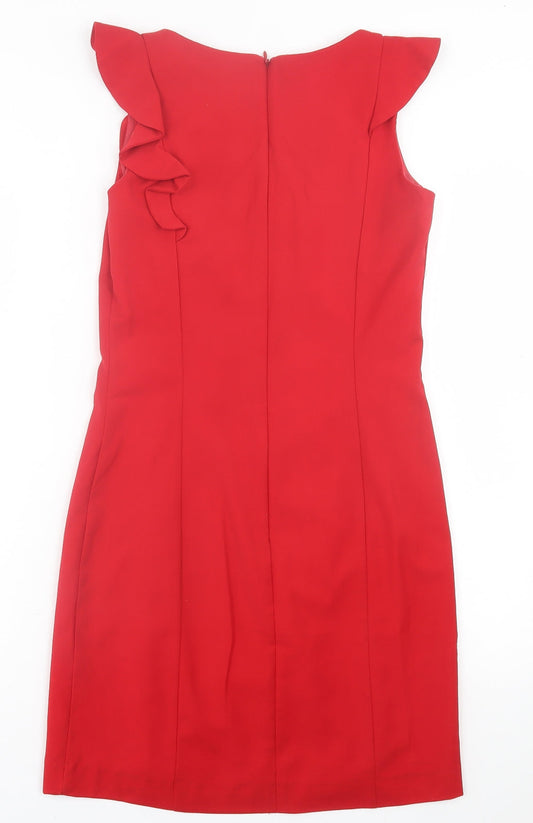 Soaked Womens Red Polyester A-Line Size XS Crew Neck Zip