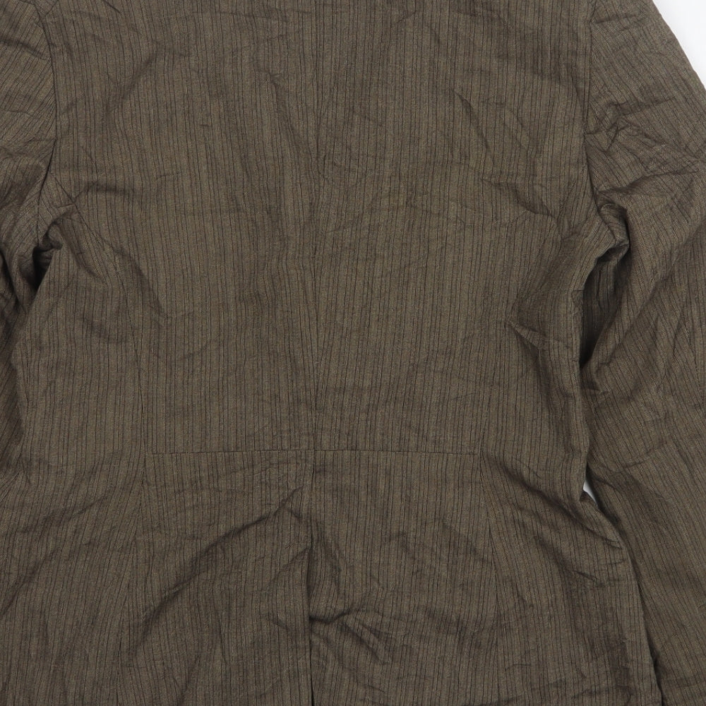 Oasis Womens Brown Striped Polyester Jacket Blazer Size 10