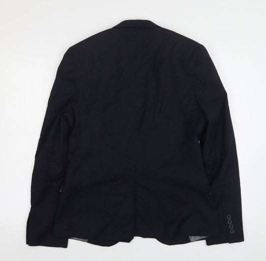 Topman Mens Blue Polyester Jacket Suit Jacket Size 40
