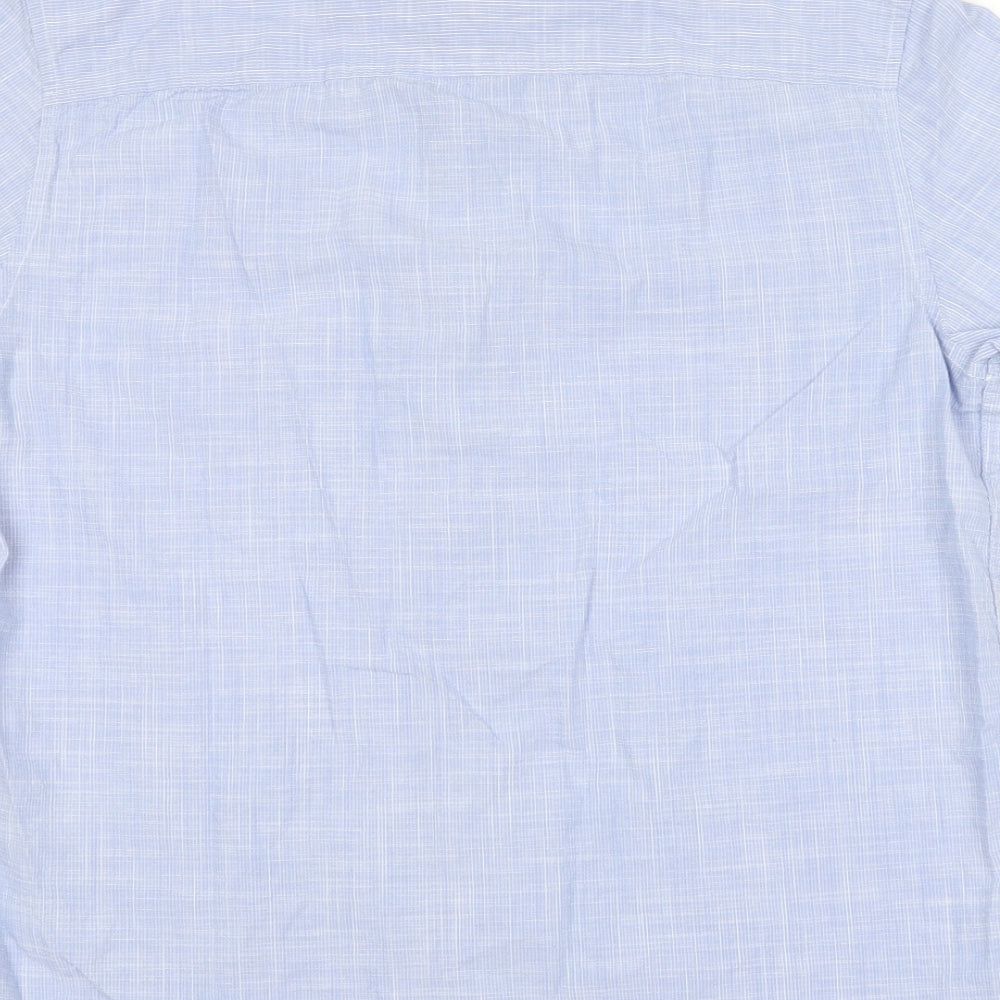 TU Mens Blue Cotton Button-Up Size M Collared
