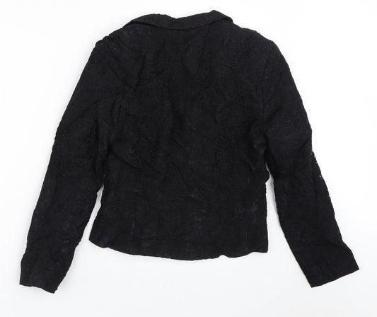 BHS Womens Black Floral Jacket Blazer Size 10