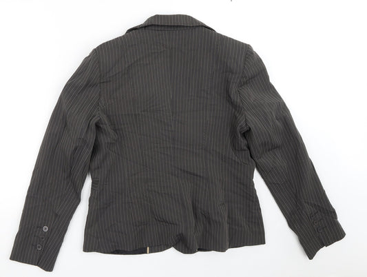 South Womens Brown Striped Jacket Blazer Size 16