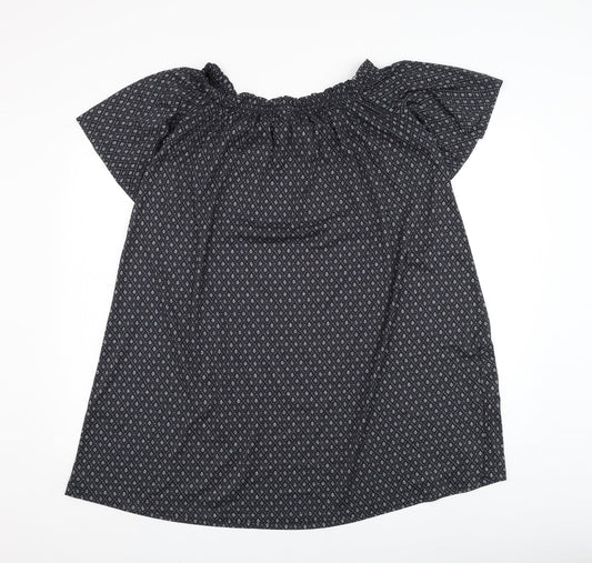 H&M Womens Black Geometric Polyester A-Line Size XS Off the Shoulder Pullover