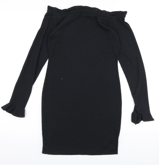 Edge Street Womens Black Polyester Bodycon Size 8 Off the Shoulder Pullover