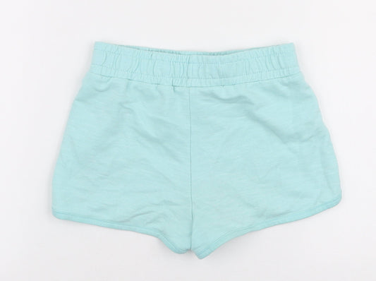 Dunnes Stores Girls Blue Cotton Sweat Shorts Size 6-7 Years Regular Drawstring