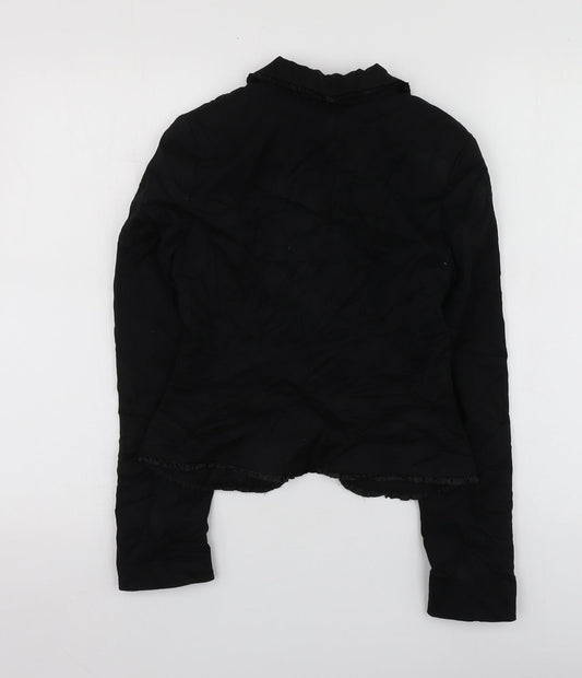 H&M Womens Black Polyester Jacket Suit Jacket Size 34