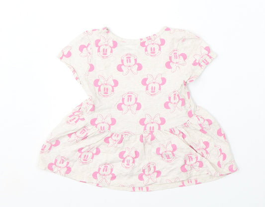 Baby GAP Girls Beige Geometric Cotton Skater Dress Size 2 Years Round Neck - Disney