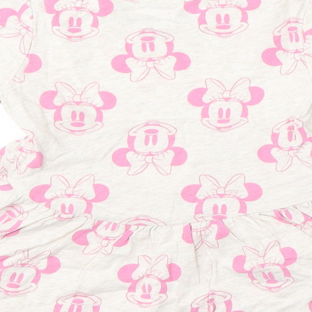 Brand and care label for Baby GAP girls’ beige geometric cotton skater dress, size 2, years round neck - disney