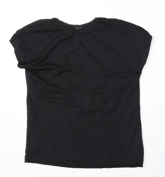 Reebok Womens Black  Polyester Basic T-Shirt Size M Round Neck