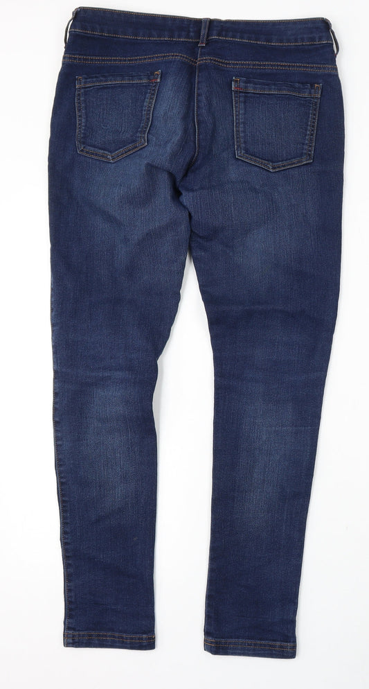 Marks and Spencer Womens Blue Cotton Skinny Jeans Size 28 L30 in Regular Button