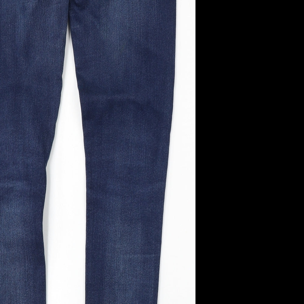 Marks and Spencer Womens Blue Cotton Skinny Jeans Size 28 L30 in Regular Button