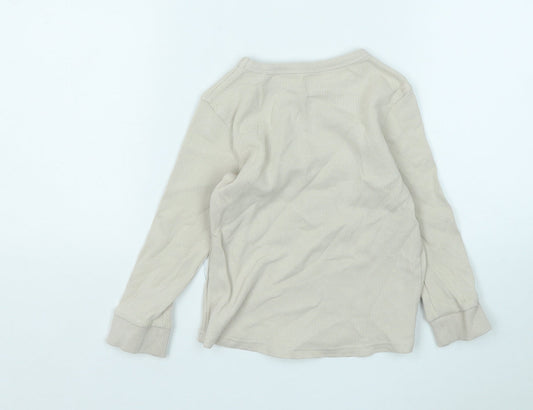 George Boys Beige Cotton Basic T-Shirt Size 2-3 Years Round Neck