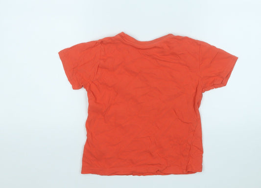 Primark Boys Orange Cotton Basic T-Shirt Size 5-6 Years Round Neck - Totally Awesome