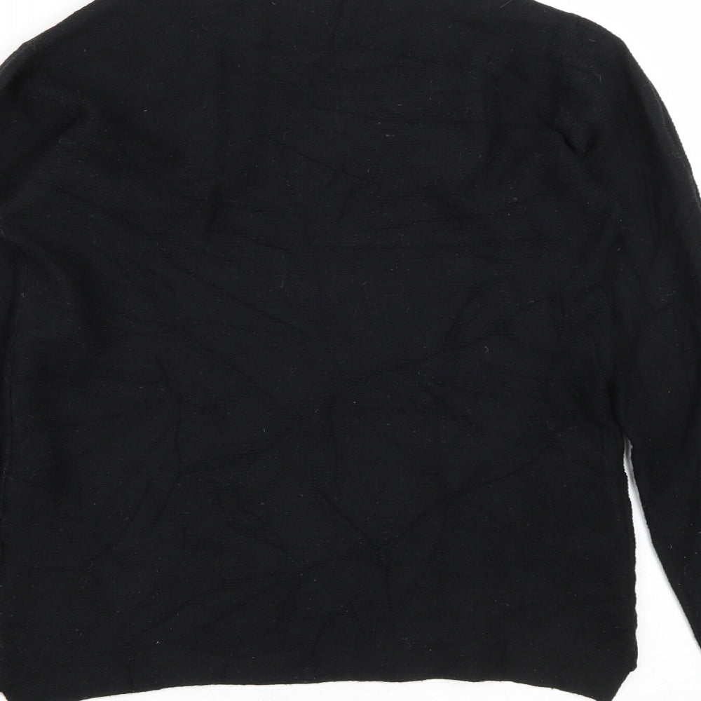Alfa Womens Black Round Neck Viscose Pullover Jumper Size S