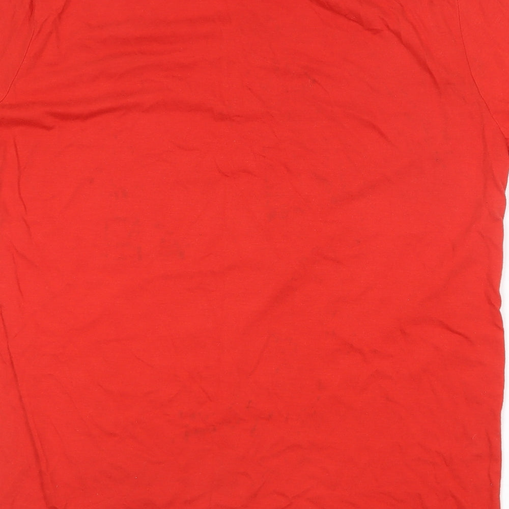 Lee Cooper Mens Red Cotton T-Shirt Size L V-Neck