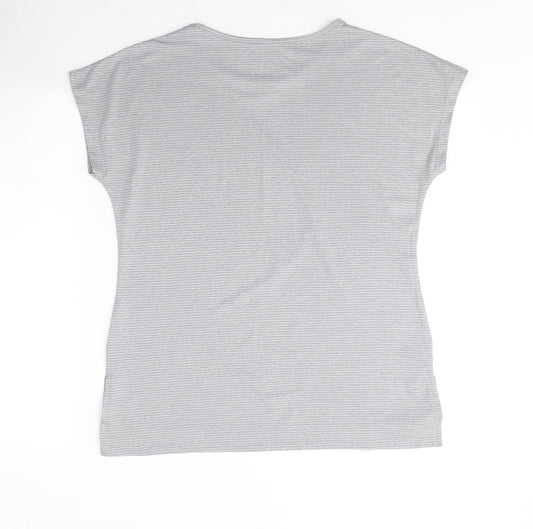 Alfred Dunner Womens Grey Polyester Basic T-Shirt Size S Round Neck Pullover