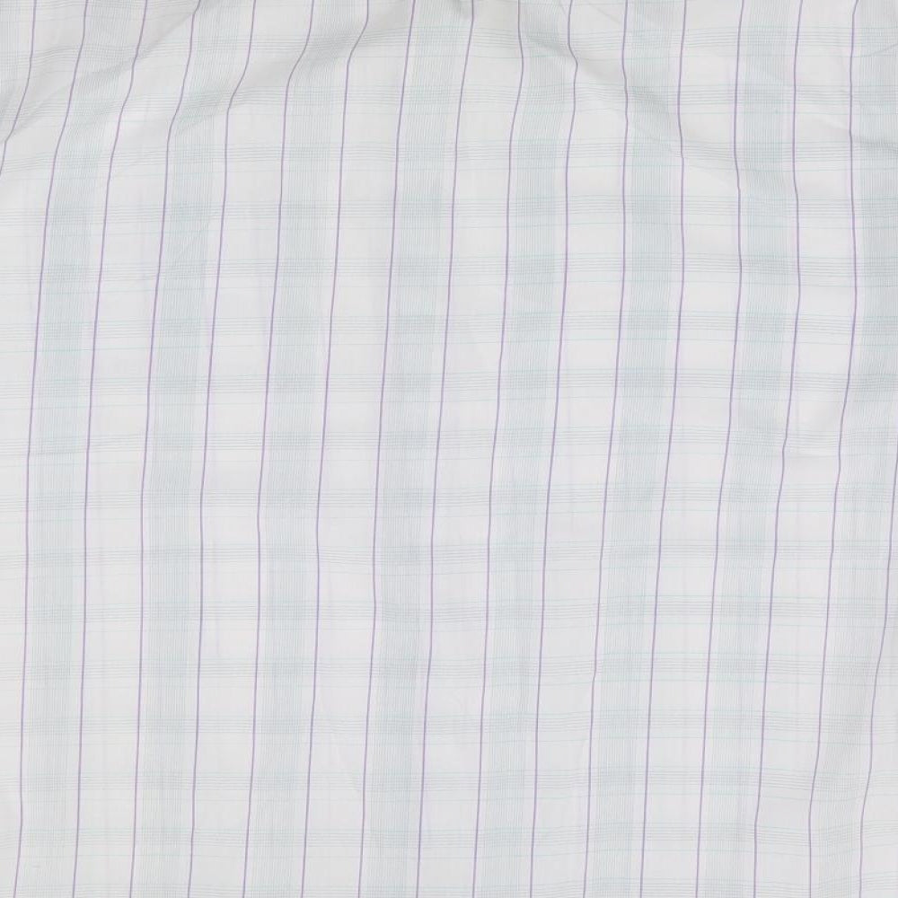 Pierre Leon Mens Ivory Plaid Polyester Button-Up Size XL Collared Button