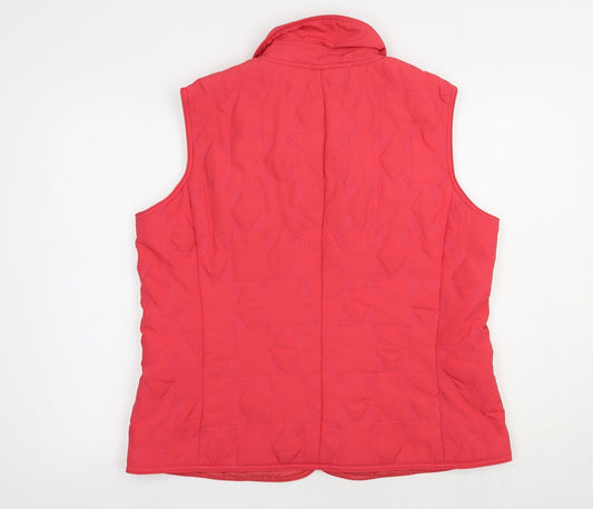 Marbel Womens Pink Geometric Gilet Waistcoat Size 14 Snap