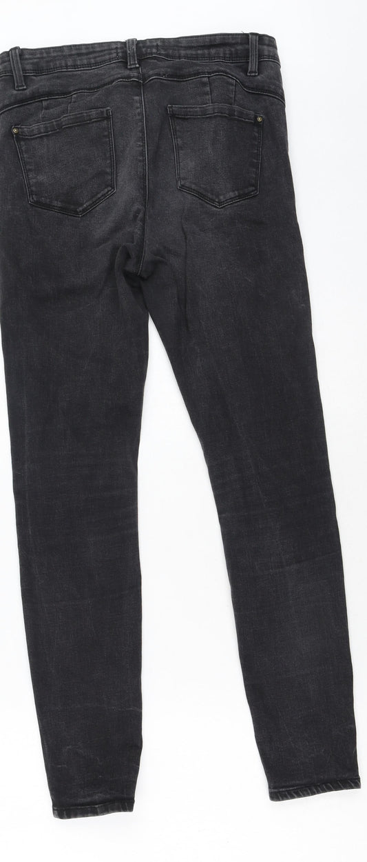Denim & Co. Womens Grey Cotton Skinny Jeans Size 14 L28 in Regular