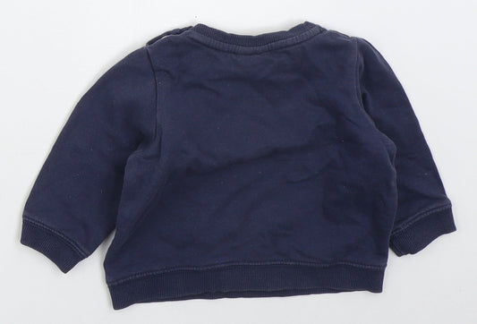 Tape A Coeil Boys Blue Cotton Basic T-Shirt Size 3-6 Months Crew Neck Pullover - Petit Bandit
