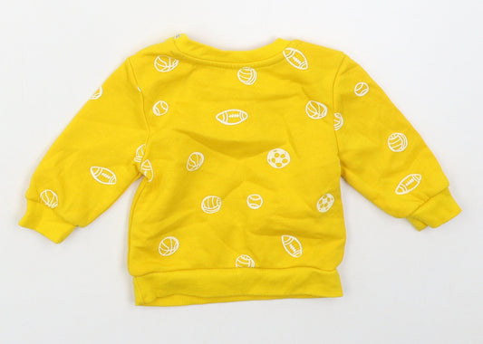 Primark Boys Yellow Cotton Basic T-Shirt Size 3-6 Months Crew Neck Pullover - Lets Play