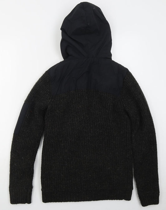 D Code Mens Grey Acrylic Full Zip Hoodie Size S