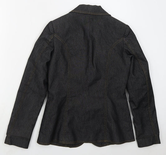 H&M Womens Blue Cotton Jacket Suit Jacket Size M