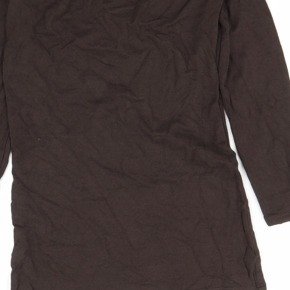 Zara Womens Brown Square Neck Acrylic Pullover Jumper Size M
