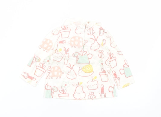 George Girls White Cotton Basic Casual Size 9-12 Months Round Neck Snap - Home Grown With Love