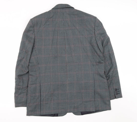 Debenhams Mens Grey Plaid Wool Jacket Suit Jacket Size 42