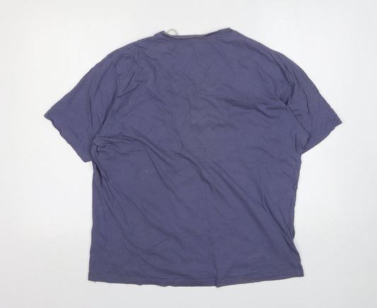 Life And Glory Mens Blue Striped Cotton T-Shirt Size XL Round Neck