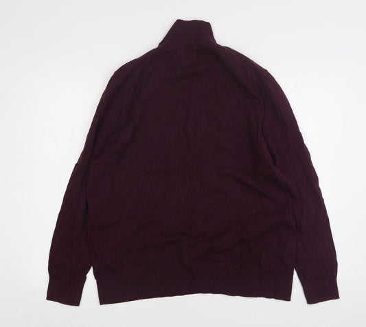 Burton Mens Purple High Neck Cotton Pullover Jumper Size XL