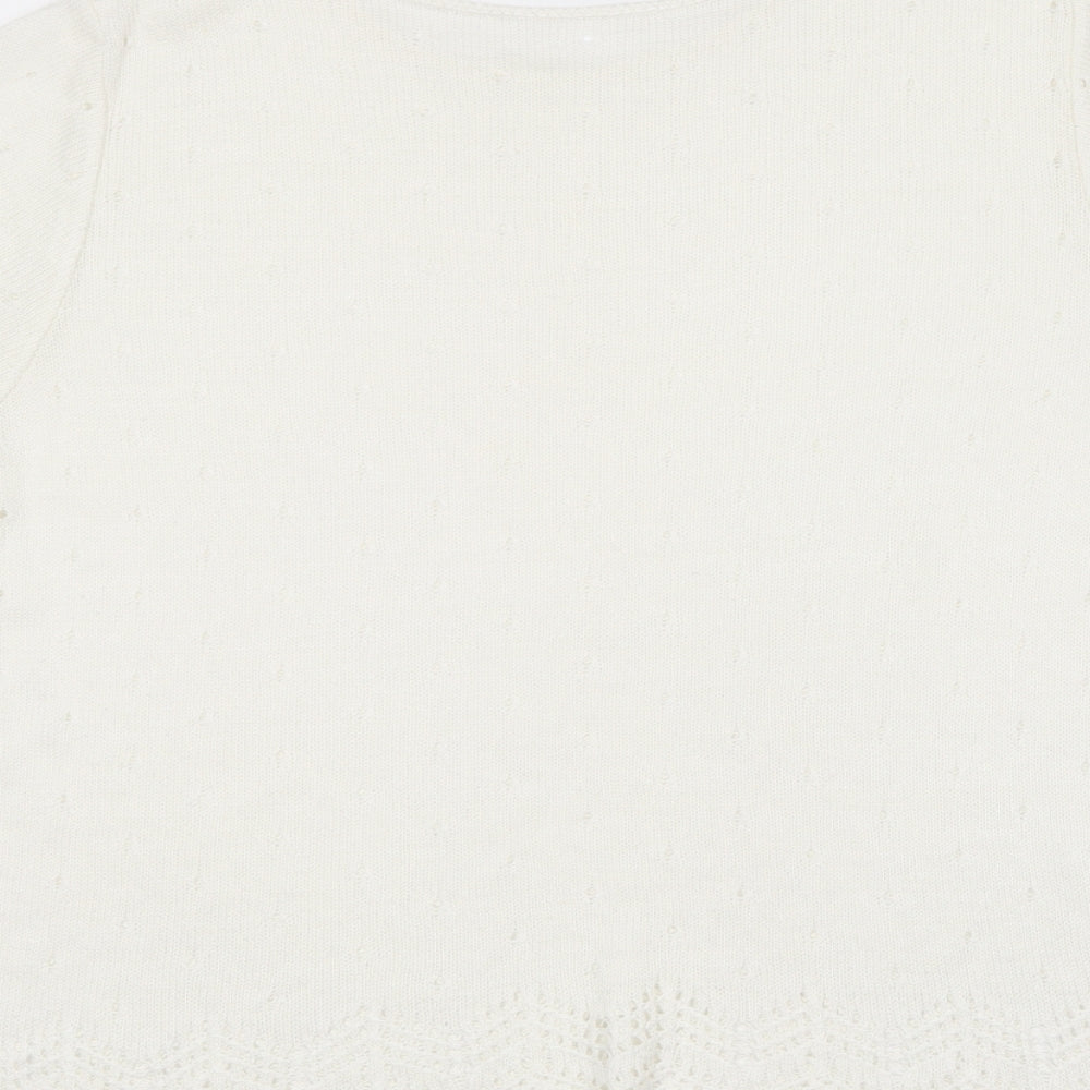 Marks and Spencer Womens White Round Neck Acrylic Pullover Jumper Size 18