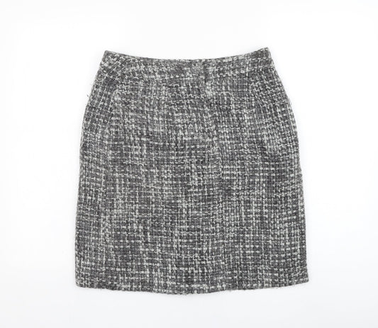 AMARANTO Womens Grey Acrylic A-Line Skirt Size 12 Zip