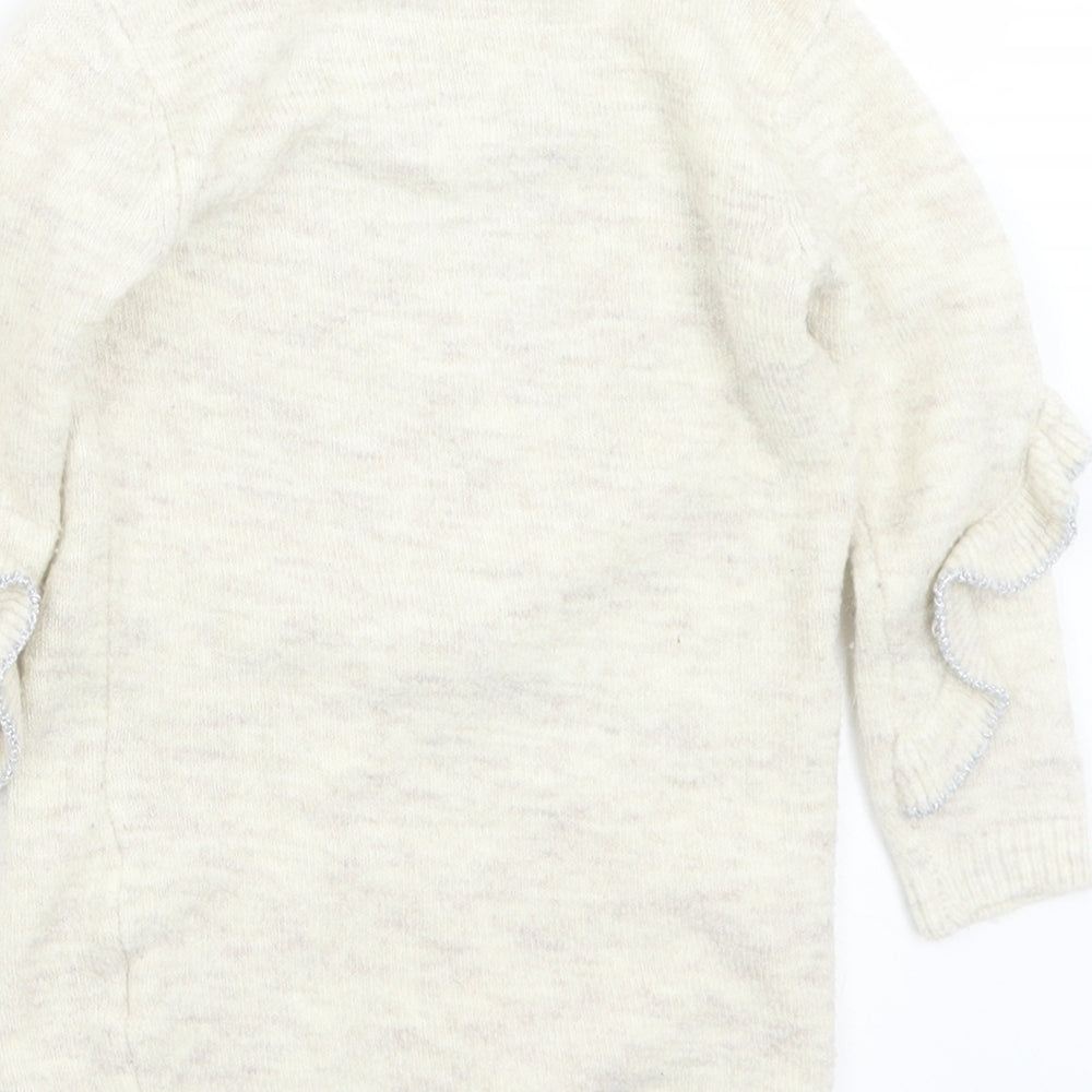 Primark Girls Beige Crew Neck Acrylic Pullover Jumper Size 2-3 Years - Minnie Mouse. Sequins