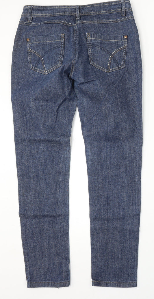 NEXT Womens Blue Cotton Skinny Jeans Size 32 L30 in Regular Button
