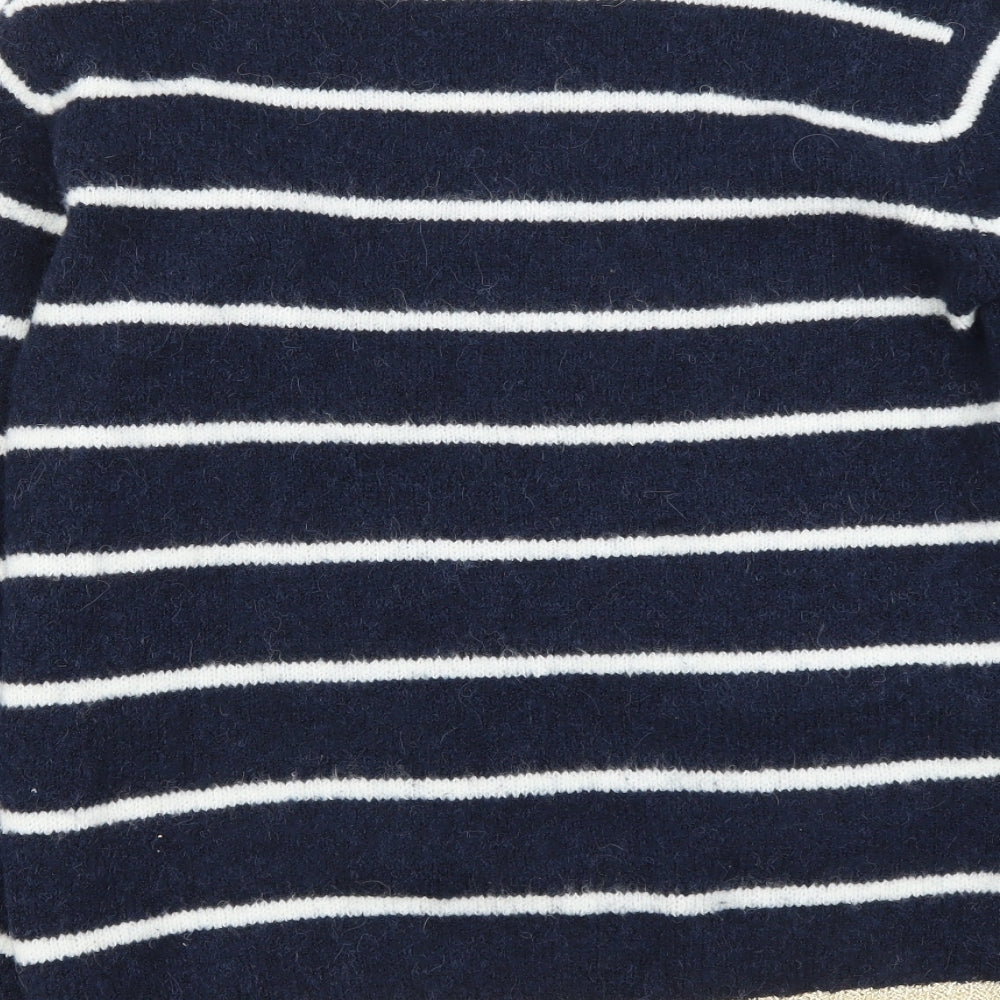 NEXT Womens Blue Round Neck Striped Acrylic Pullover Jumper Size M