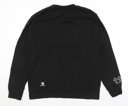 AWD Mens Black Cotton Pullover Sweatshirt Size L - Symbols