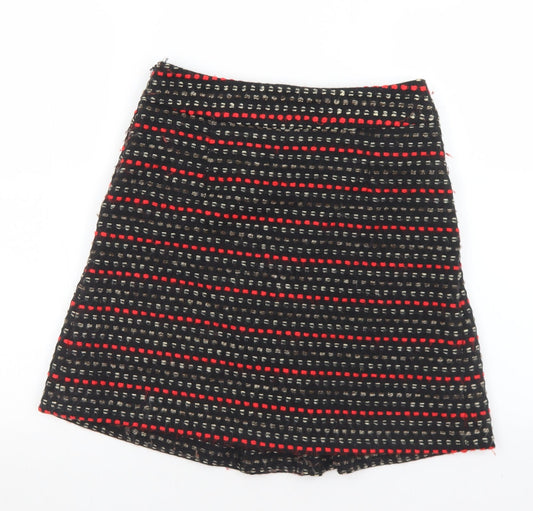 Monsoon Womens Black Geometric Polyester A-Line Skirt Size 8 Zip