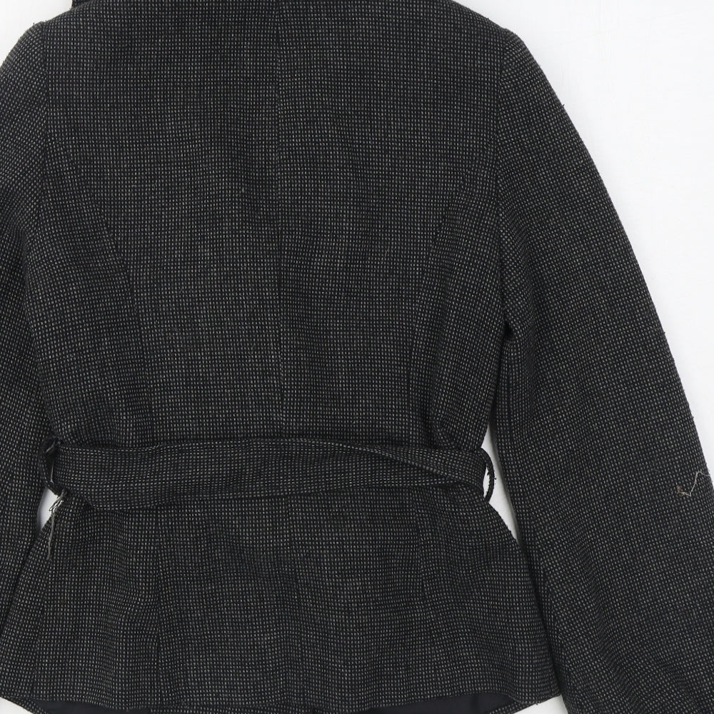 Miss Selfridge Womens Black Overcoat Coat Size 8 Button