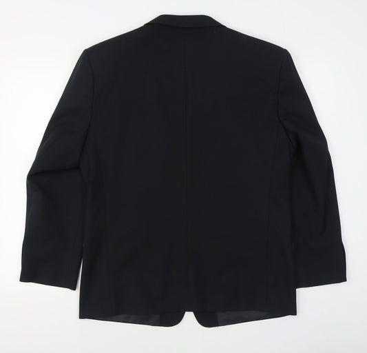 Preworn Mens Black Polyester Jacket Suit Jacket Size 40