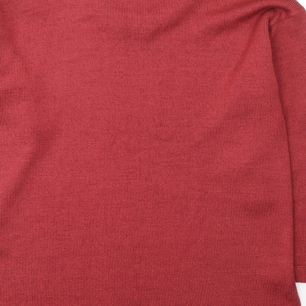 Knock Knock Womens Red Round Neck Animal Print Acrylic Pullover Jumper Size 6