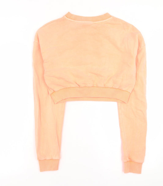 ASOS Womens Pink Cotton Pullover Sweatshirt Size 10 Pullover - cropped