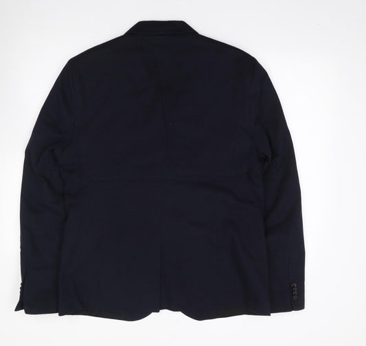 Zara Mens Blue Polyester Jacket Suit Jacket Size XL