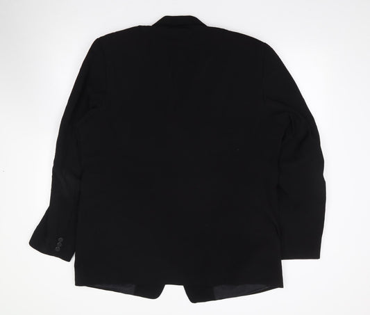 Preworn Mens Black Polyester Jacket Suit Jacket Size 44